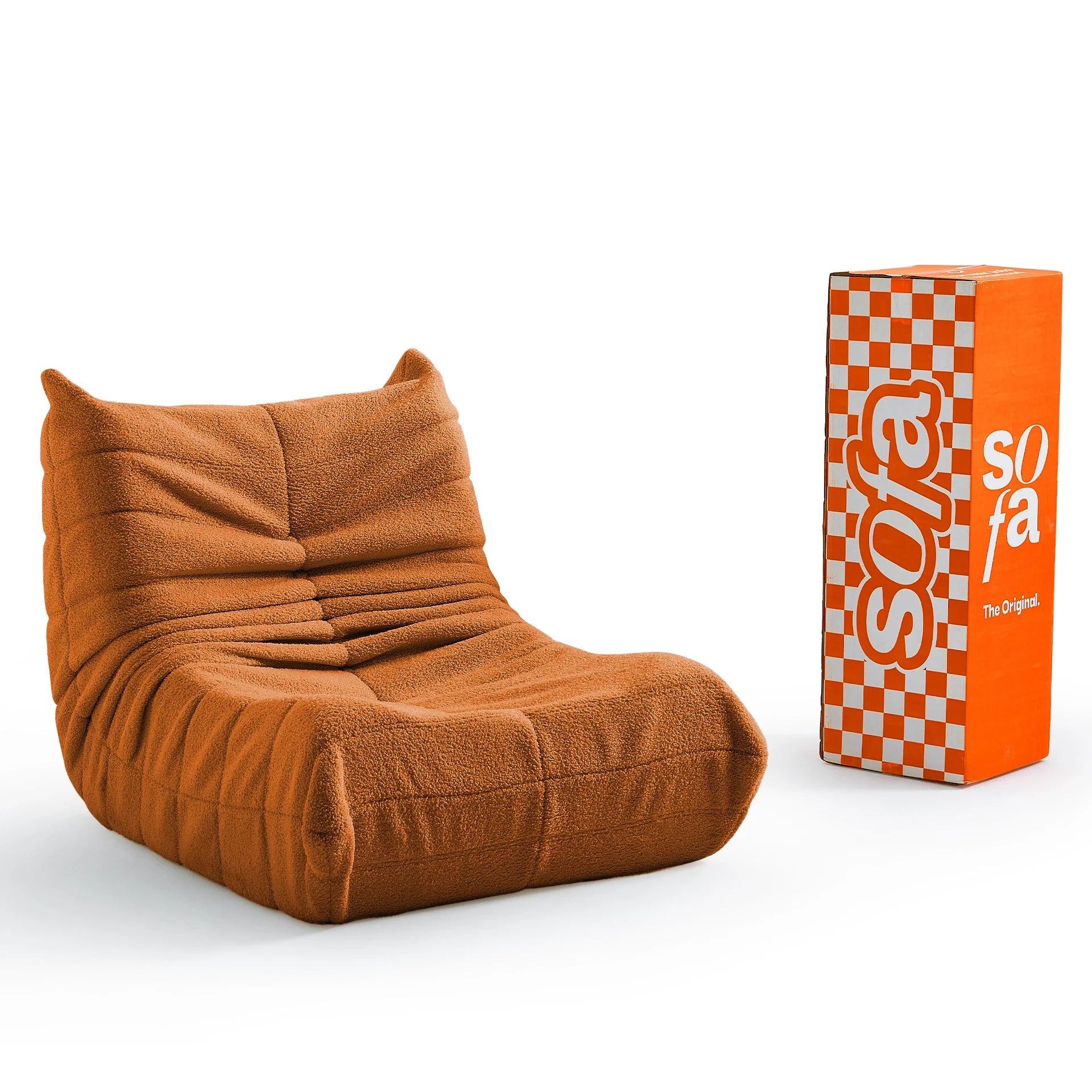 <tc>Sofa na Caixa</tc> 1973 1 assento no boucle - laranja