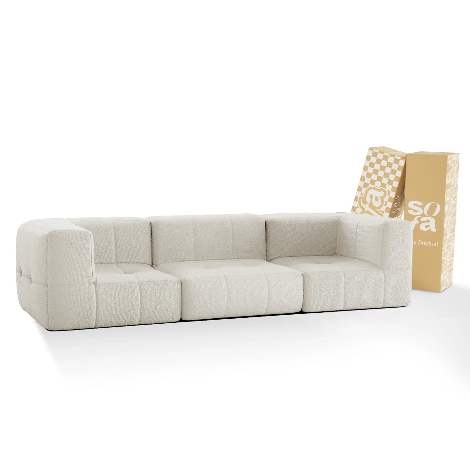 The growing sofa modular 3 seats 2 arms in Boucle - Linen