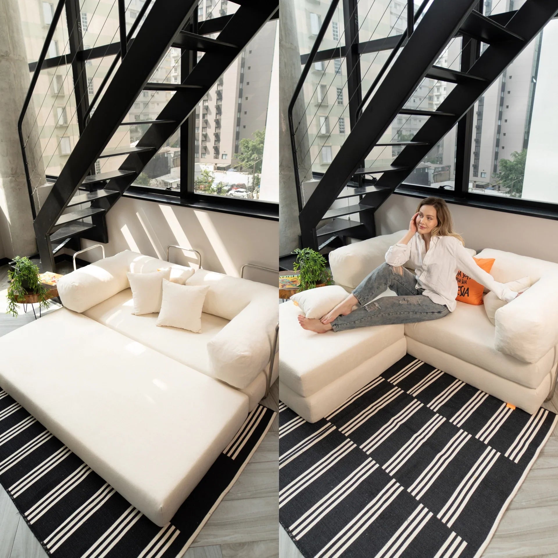 <tc>Sofa na Caixa</tc> Bloom Sofá Boucle - linho