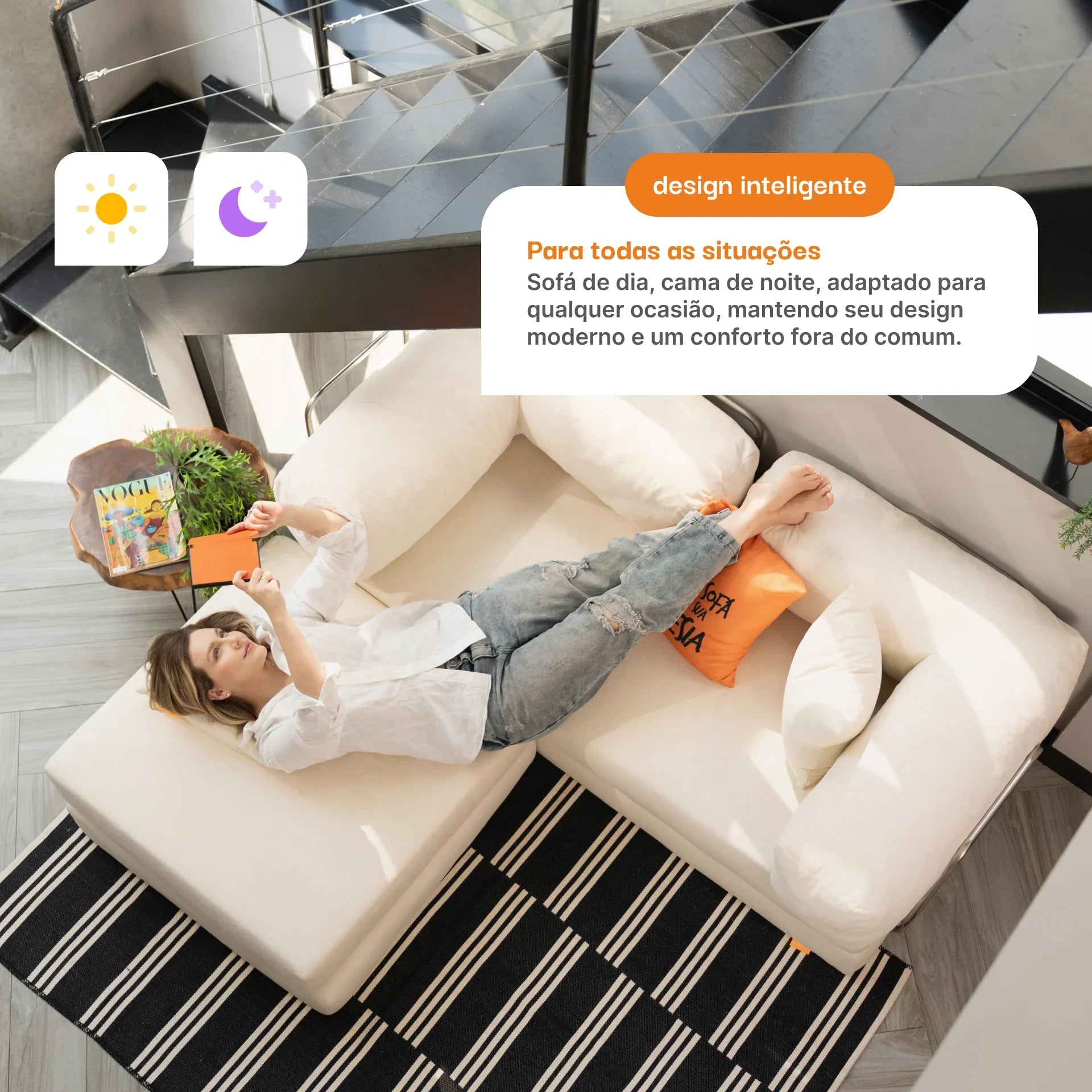 <tc>Sofa na Caixa</tc> Bloom Sofá Boucle - linho